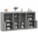Puhvetkapp led-tuledega, hall sonoma tamm, 202 x 37 x 100 cm