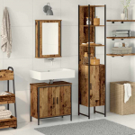 Vannitoa m&ouml;&ouml;bleset riiuliga ladustamisega 3 pcs pruun tehispuit