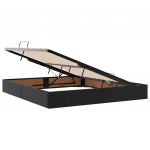 Voodi led -ribatuledega peaga must 180 x 200 cm pvc