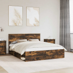 Voodi raam peaga suitsetatud tamm 160 x 200 cm tahke m&auml;nd
