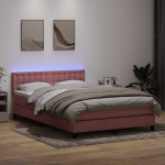 Kontinentaalvoodi madrats ja led, roosa, 160x210 cm, samet