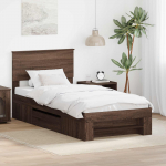 Voodi raam peaga pruun tamme 80 x 200 cm tehispuit