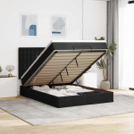 Ottomani voodi madratsita ja led, must, 140x190 cm, kangas