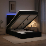 Ottomani voodi madratsi ja led-idega must 120 x 190 cm samet