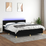 Kontinentaalvoodi madrats ja led, must, 160x200 cm, kangas