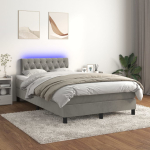 Kontinentaalvoodi madrats ja led, helehall, 120x200 cm, samet
