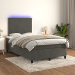 Kontinentaalvoodi madrats ja led, tumehall, 120x200 cm, samet
