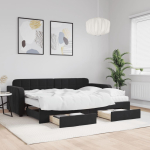 Diivanvoodi v&auml;ljat&otilde;mmatava osaga, must, 80x200 cm, samet