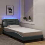 Voodiraam led-iga ilma madratsita hvar, helehall, 90x190 cm, kangas