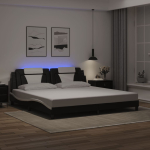 Voodiraam viana lediga ilma madratsita, must ja valge, 200x200 cm