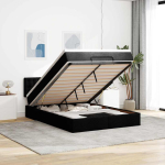 Ottomani voodi madratsita ja led, must, 140x190 cm, kangas