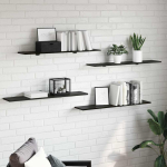 Raamatute riiuli plaat 3 tasandit 4 tk 100 x 20 x 1,5 cm must