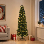 Kitsas kunstkuusk koos j&otilde;ulukuulidega 210 cm 300 led-i