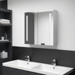 Led vannitoa peegelkapp, betoonhall, 62 x 14 x 60 cm