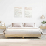 Voodiraam ilma madratsita, sonoma tamm, 200 x 200 cm, tehispuit