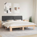 Voodiraam pehme peatoega peaga tumehall 200 x 200 cm tahke m&auml;nd