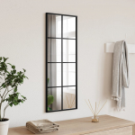 Seinapeegel, must, 30 x 80 cm, ristk&uuml;likukujuline, raud