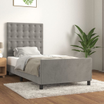 Voodiraam ilma madratsita, helehall, 90x200 cm, samet