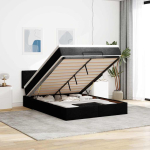 Ottomani voodi madratsita ja led, must, 140x190 cm, kangas