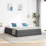 Voodi hoiukohaga ja madratsiga tumehall 180 x 200 cm pol&uuml;ester