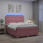 Vedruvoodi madratsiga led-ribadega roosa 140 x 200 cm samet