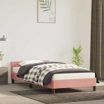Voodiraam peatsiga ilma madratsita roosa 100x200 cm samet