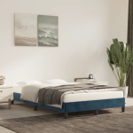 Voodiraam ilma madratsiga tumesinine 120x190 cm samet