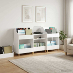Meedia riiulite komplekt 3 tk valge 212 x 46 x 112 cm tehispuit