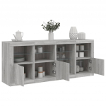Puhvetkapp led-tuledega, hall sonoma tamm, 164 x 37 x 67 cm