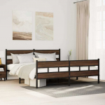 Metallist voodiraam ilma madratsita pruun tamm 183x213 cm