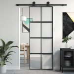 L&uuml;kanduks, must, 76x205 cm, karastatud klaas ja alumiinium