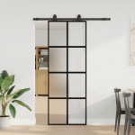 L&uuml;kanduks riistvara komplektiga must 76x205 cm karastatud klaas