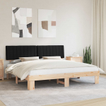 Voodiraam pehme peatoega peaga must 200 x 200 cm tahke m&auml;nd