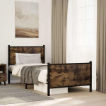 Metallist voodiraam ilma madratsita suitsutatud tamm 80x200 cm