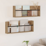 Ajakirja riiul 2 pcs k&auml;sit&ouml;&ouml;puu 80 x 12 x 30 cm tehispuit