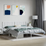Metallist voodiraam peatsiga, valge, 200x200 cm