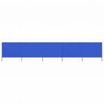 Tuulekaitse sein 5 paneelist, kangas, 600 x 160 cm taevasinine