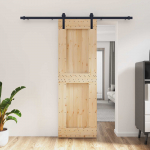 Libisev uks naturaalne ja must 70 x 210 cm tahke m&auml;nnipuit