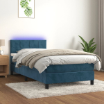 Kontinentaalvoodi madrats, led, tumesinine, 80x200 cm, samet