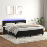 Kontinentaalvoodi madrats ja led, must, 160x200 cm, samet