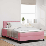 Led box spring voodi peaga roosa 120 x 200 cm samet