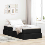 Voodi hoiukohaga ja madratsiga must 90 x 200 cm pol&uuml;ester