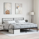 Metallist voodiraam peatsiga, must, 180 x 200 cm