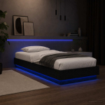 Led-lampidega voodiraam must tamm 80 x 200 cm tehispuit