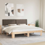 Voodiraam pehme peatoega pruunikashall 200 x 200 cm tahke m&auml;nd