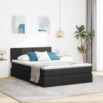 Voodi hoiukohaga ja madratsiga must 140 x 190 cm tehispuit