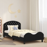 Laste voodiraam peatoega peaga must 90 x 200 cm samet