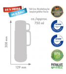 ROTPUNKT Glass thermos, capacity 0.750 l, shiny grape (bishop's purple)
