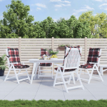 K&otilde;rge seljatoega toolipadjad 4 tk, punane ruudumuster, kangas