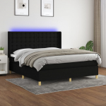 Kontinentaalvoodi madrats ja led, must, 160x200 cm, kangas